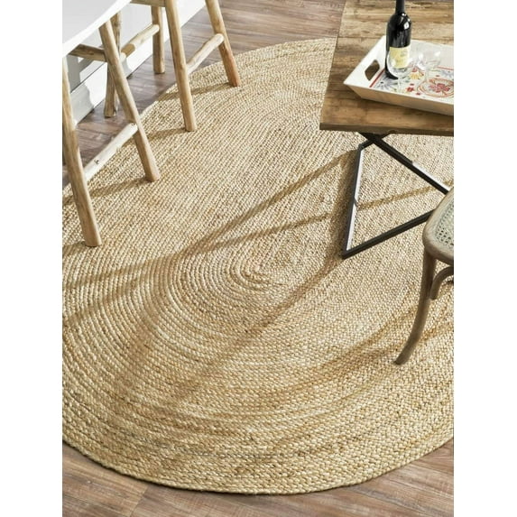 HandloomBazzar Handmade Jute Braided Rugs for Kitchen Dining Room Nursery Oval Shape 3 ft x 5 ft
