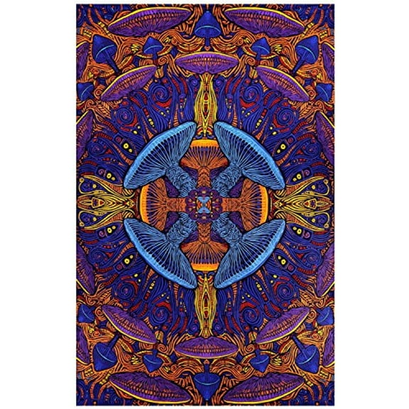 "Handmade 100% Cotton 3D Magic Mushroom Tapestry Tablecloth Beach Spread 60x90"