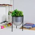 thumbnail image 1 of Handmade 100% Iron Round Modern Silver Coated Color 8.5 x 7.2 Inches Planters Pot 1009, 1 of 5