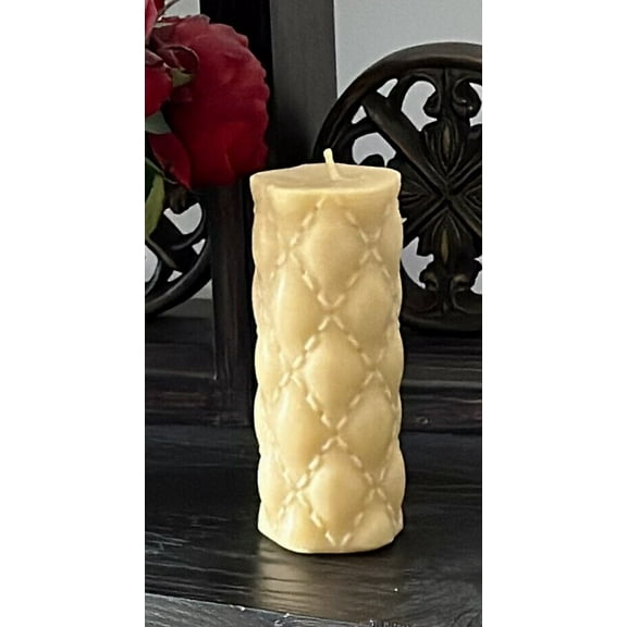 Handmade 100% Pure Beeswax Pillar Candle RHOMB 100% Cotton Wick