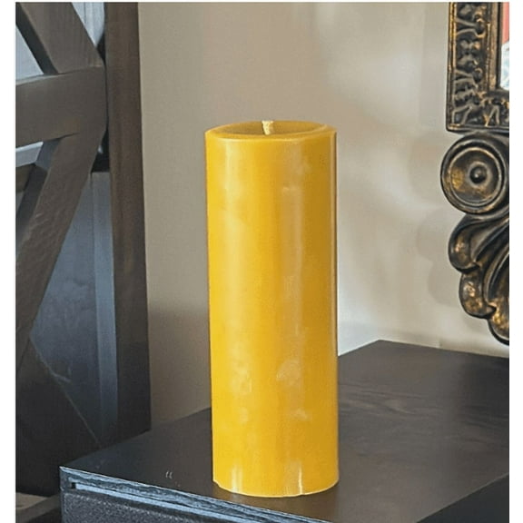 Handmade 100% Pure Beeswax Pillar Candle with 100% Cotton Wick -3" Thick
