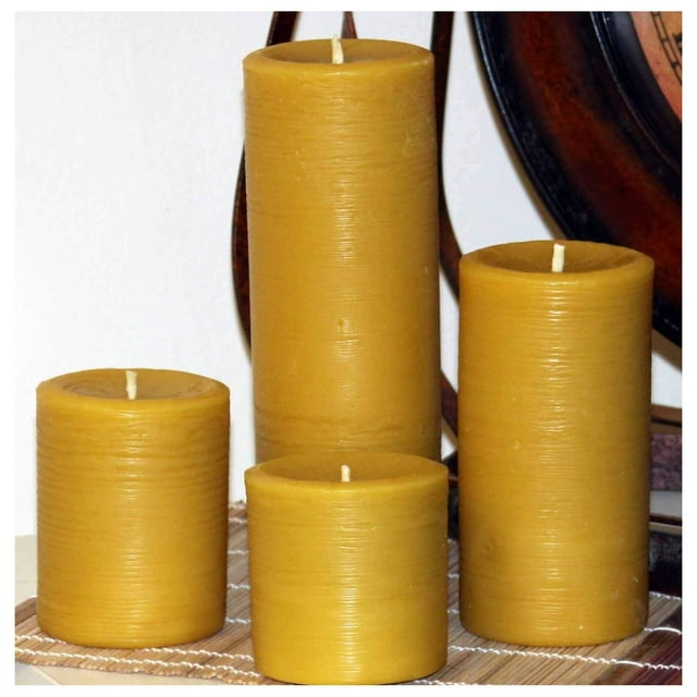 Handmade 100 Pure Beeswax Pillar Candles 100 Cotton Wick 3" x 4