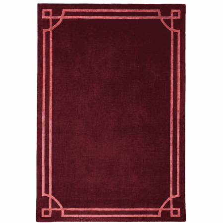 Handmade 100% Wool Area Rug – Modern Burgundy Minimal Border Design, Soft Premium Handcrafted Rug for Living Room, Bedroom & Elegant Home Décor