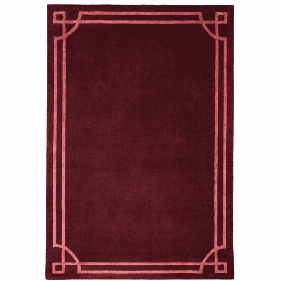 Handmade 100% Wool Area Rug – Modern Burgundy Minimal Border Design, Soft Premium Handcrafted Rug for Living Room, Bedroom & Elegant Home Décor