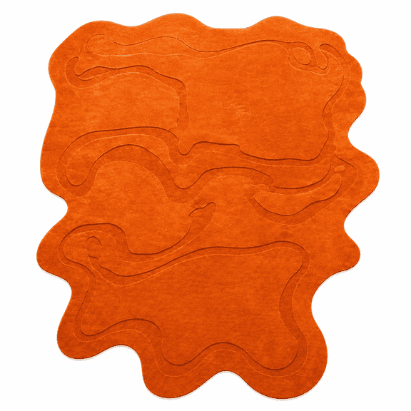 Handmade 100% Wool Area Rug – Modern Orange Sculpted Abstract Design, Soft Premium Handcrafted Statement Rug for Living Room, Bedroom & Contemporary Home Décor