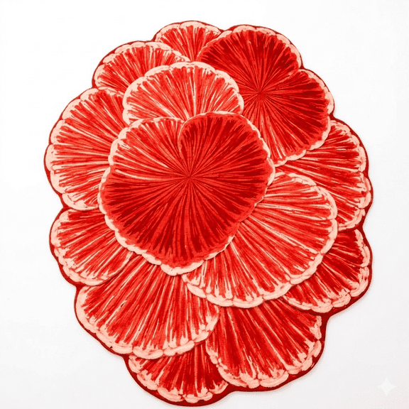 Handmade 100% Wool Area Rug – Modern Red Abstract Floral Design, Soft Premium Handcrafted Statement Rug for Living Room, Bedroom & Contemporary Home Décor