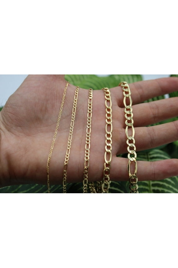 Handmade 10K Gold Figaro Chain - 10kt Gold Chain - 2.5mm Gold Figaro Chain - Genuine 10K Gold Chain