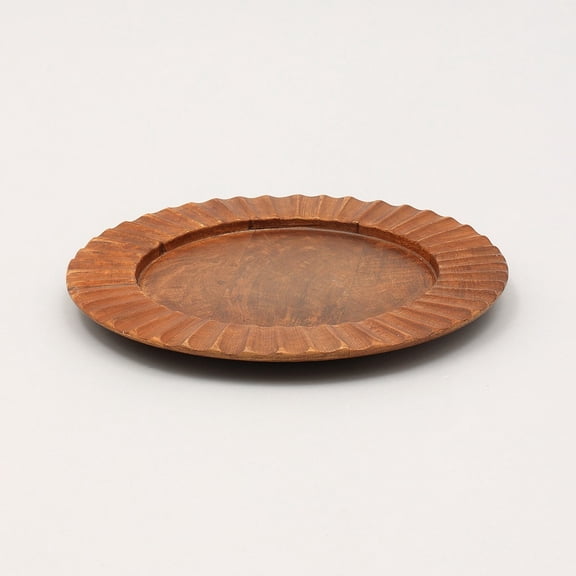 Handmade 13 Inch Brown Wooden Charger Plate, Rustic Wooden Dinner Placemat & Decorative Tableware