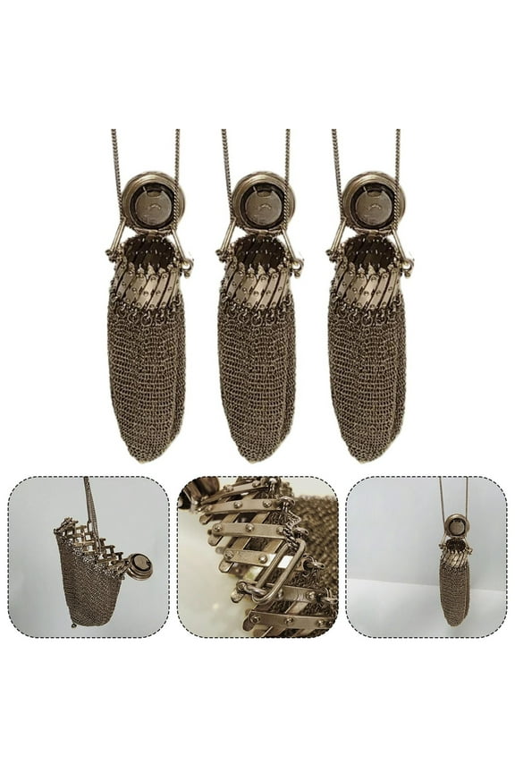 Handmade 1920's English Purse Sterling Silver Lid Gate Top Mesh Chatelaine Purse Mini Vintage Double Mesh Holder Rare Collectible Antique Accessor