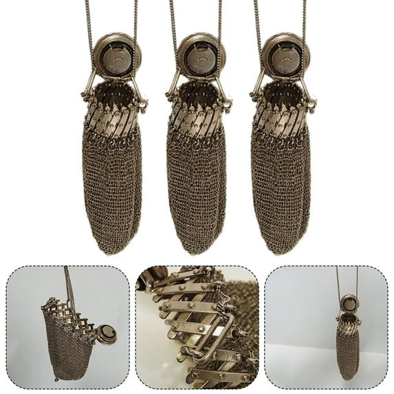 Handmade 1920's English Purse Sterling Silver Lid Gate Top Mesh Chatelaine Purse Mini Vintage Double Mesh Holder Rare Collectible Antique Accessor