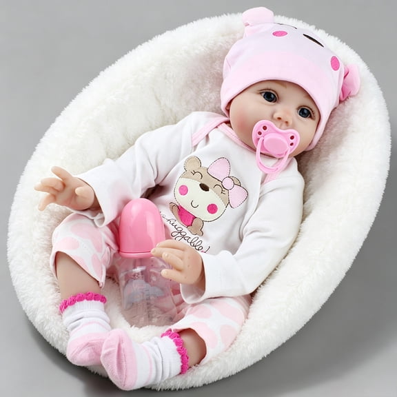 Handmade 22inch Reborn Baby Dolls Adorable Newborn Girl Doll Soft Cloth Body with Accessories