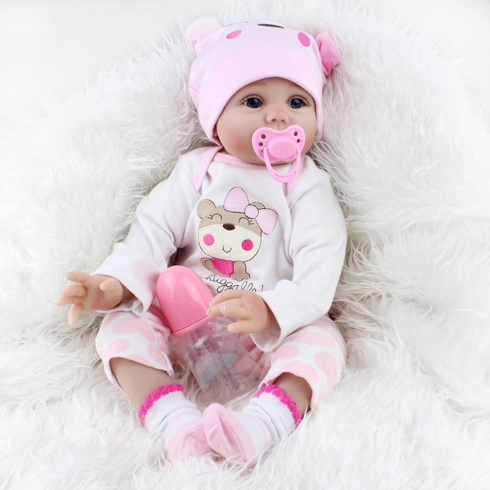 Handmade 22inch Reborn bABY Dolls Adorable Newborn Girl Doll Soft Cloth Body with Accessories