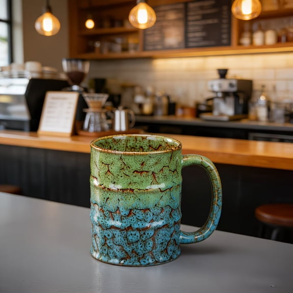Handmade 23 Oz Large Mug - Unique Glazed Coffee Cup for Home and Office Use