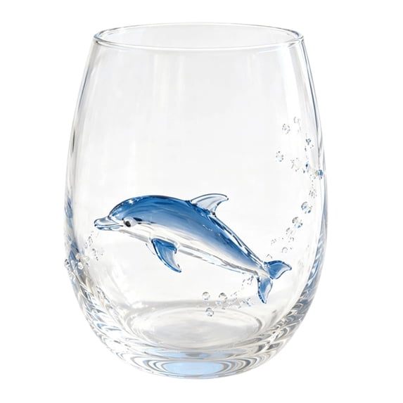 Handmade 2D Blue Ringed Octopus Glass Cup, Ocean Animal Artisan Drinking Glass for Cocktail Wine, Novelty Sea Creature Glassware, Holiday Gift for Ocean Lovers, 1 Pack-F