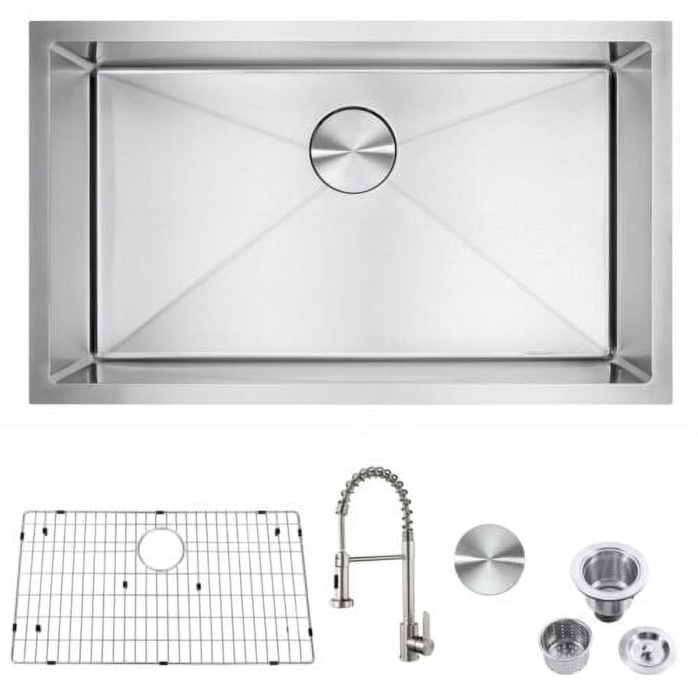 Handmade 30 Inch Stainless Steel Single Bowl Undermount Kitchen Sink with Faucet