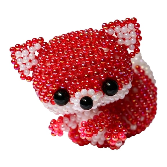 Handmade 3D Beaded Animal Kit, 3D Fox Bead String Toy, Beginner Friendly Bead Art Set, DIY Bead String Animal Toy for Craft Lovers