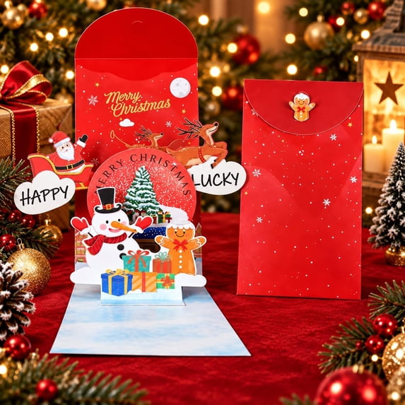 Handmade 3D Christmas Money Card,Pop-Up Holiday Card with Cash Envelope ...