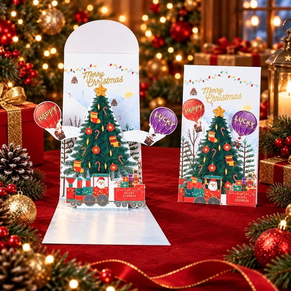 Handmade 3D Christmas Money Card,Pop-Up Holiday Card with Cash Envelope ...