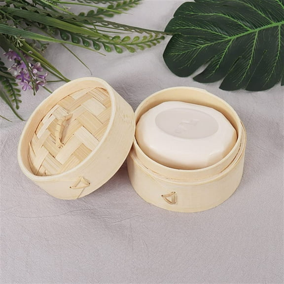 Handmade 4 inch Bamboo Steamer Basket with Lid Multi-use Traditional Dumpling Steamer Food Steamer for Cooking Vegetables, Dim sum, Fish Meat (4inch -1 tier)