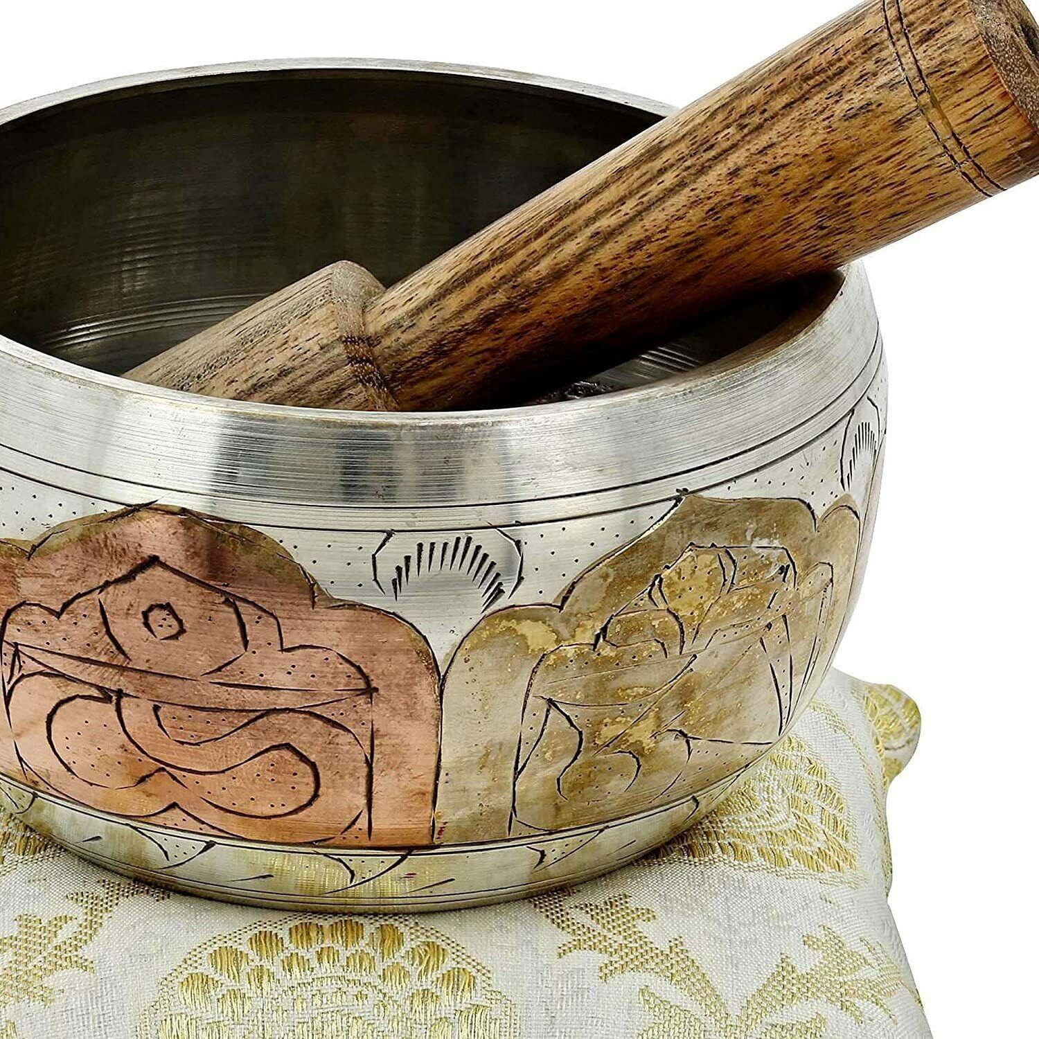 Handmade 5.5 in Colored Tibetan Singing Bowls Buddha of Compassion om ...