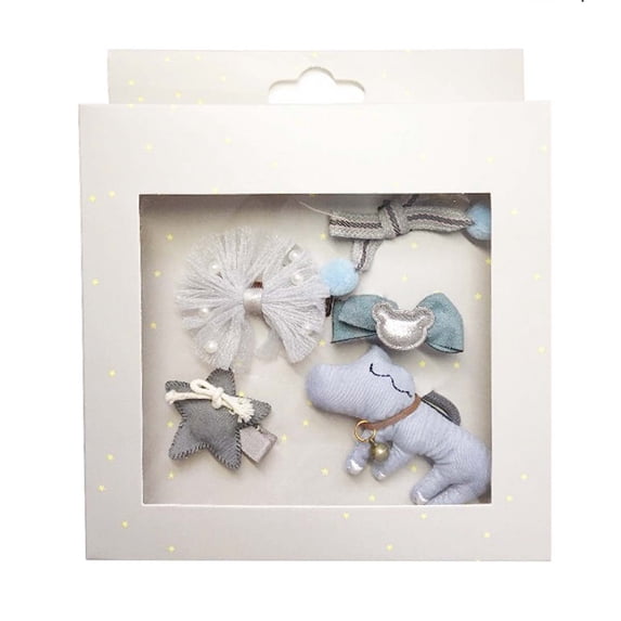Handmade 5 Pieces Hair Accessory Kids Gift Set, Blue Dog