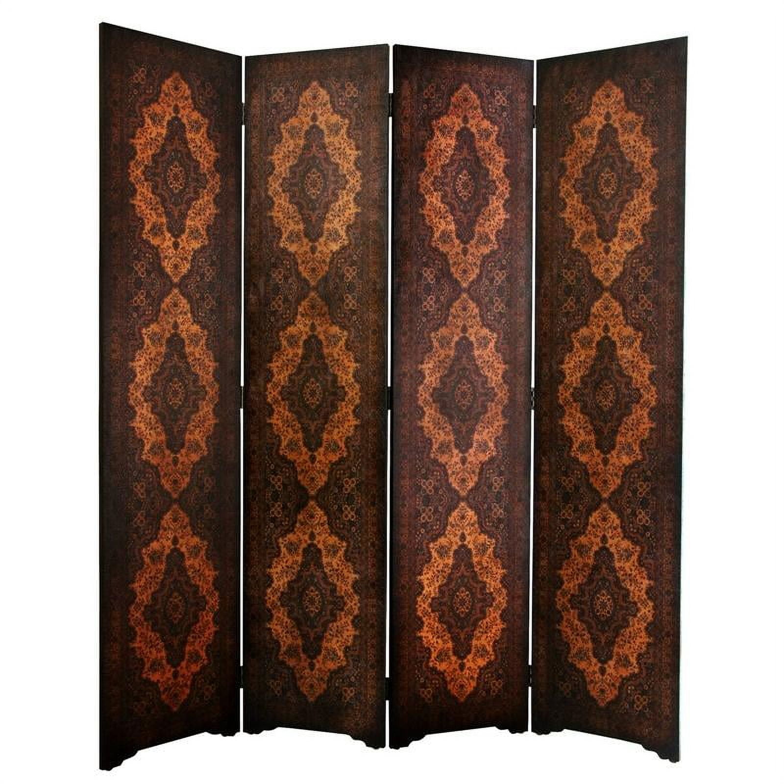 Espresso Faux Leather 4-Panel Folding Room Divider