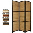 thumbnail image 1 of Handmade 6' Woven Wood Accent Room Divider Cream, 1 of 5