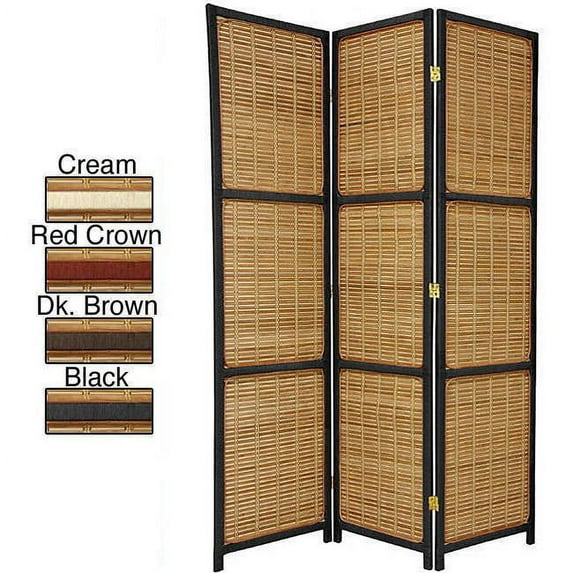 Handmade 6' Woven Wood Accent Room Divider Cream