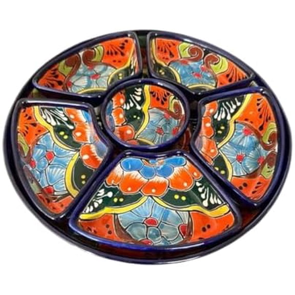 Handmade 7-Piece Talavera Appetizer Tray | Sectional Botanero Party Platter for Dips, Sauces & Charcuterie$$Home Decor, Kitchen, & Other