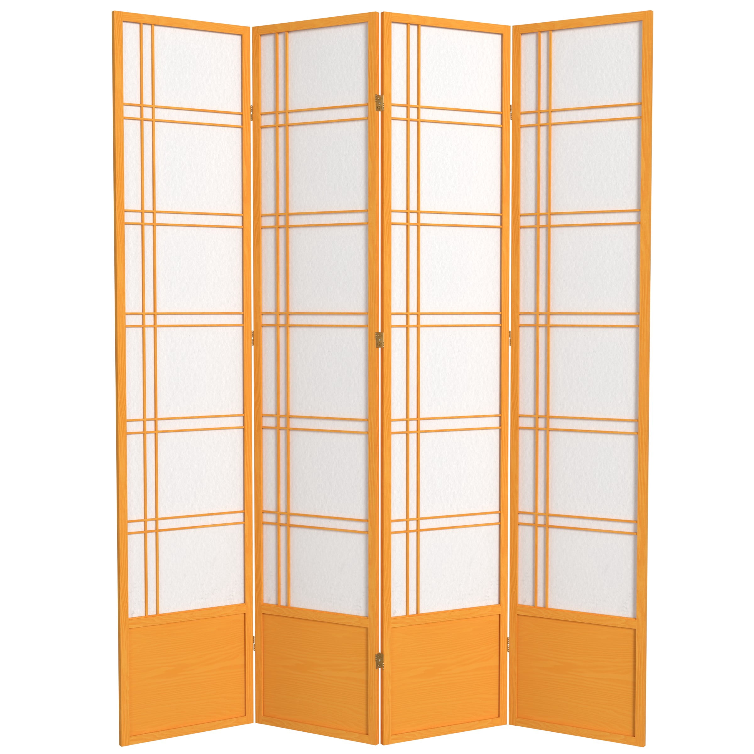 Red Lantern 7 ft. Tall Double Cross Shoji Screen - Honey - 4 Panels