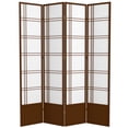 thumbnail image 1 of Red Lantern 7 ft. Tall Double Cross Shoji Screen - Walnut - 4 Panels, 1 of 6