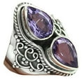 thumbnail image 1 of Handmade 925 Silver Jewelry For Women, Natural Amethyst Bohemian Ring, Purple Stone Faceted Pear Shape Ring, Stacking Ring, Designer Band Ring, February Birthstone, Silver Oxidized Ring Size 7, 1 of 5