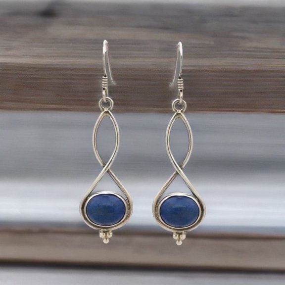 925 Sterling Silver Blue Stone Dangle Earrings Jewelry for Women