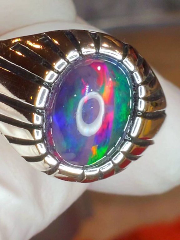 8.00 Carat Natural Black Fire Opal Gemstone Handmade 925 Sterling Silver Solitaire Bezel Setting Men's Women's Ring