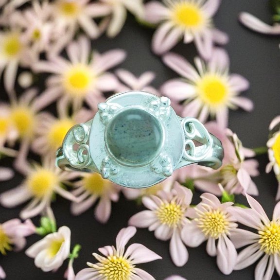 Handmade 925 Sterling Silver Designer Ring with Natural Labradorite Gemstone