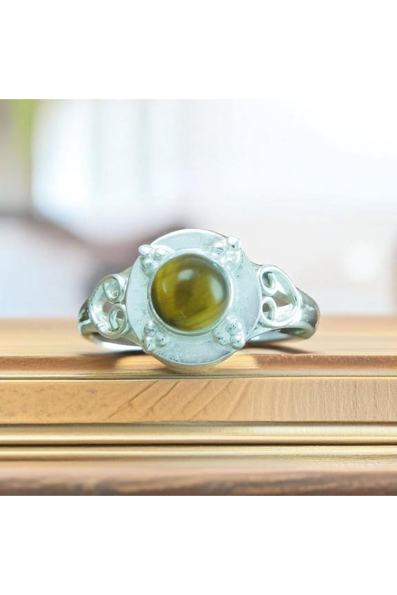 Handmade 925 Sterling Silver Designer Ring with Natural Tiger's Eye Gemstone