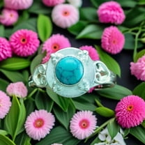Handmade 925 Sterling Silver Designer Ring with Natural Turquoise Gemstone