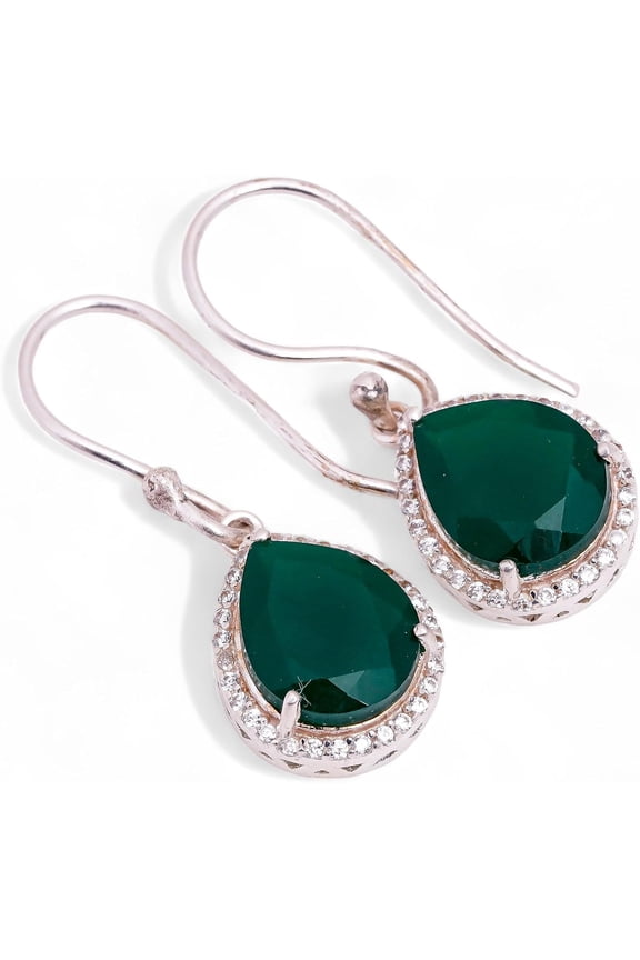 925 Sterling Silver Halo Drop Earrings for Women, Pear Cut Gemstone Birthstone Jewelry, Cubic Zirconia Dangle Earrings, 18 Stone Variants, Mothers Day Gift.[w079]