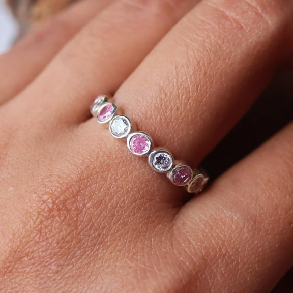 Handmade 925 Sterling Silver Multi Gemstone Chakra Ring