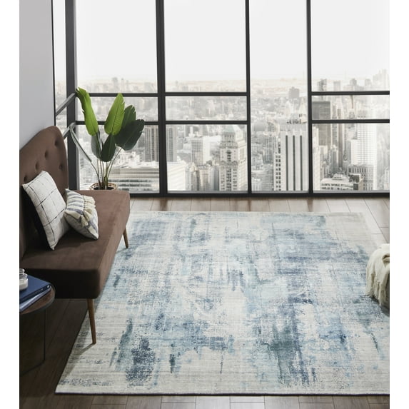 Handmade Abstract Area Rug Silvery Azure 2' X 3' 2' x 3' Kitchen,Bathroom,Entryway