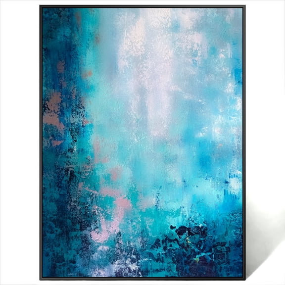 Handmade Abstract Painting in Turquoise and Lavender – Modern Canvas Art for Home Décor, Living Room, Bedroom, Office, and Wall Art Decoration Unstretched (Rolled) 40x60 inches