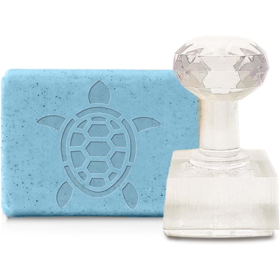 Handmade Acrylic Soap Stamp Sea Turtle Animal Clear Soap Chapter Imprint Embossing with Handle 1.57" Embossing