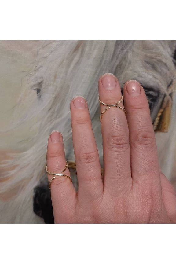 Handmade Adjustable Arthritis Finger Splint Ring Hammered Textured Support Ring