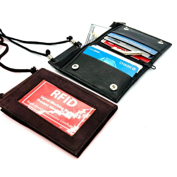 Handmade Adjustable Badge and ID Holders, Leather Black, 6.5" x 5.5"