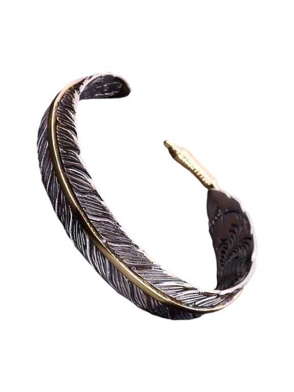 Handmade Adjustable Feathered Shaped Cuff Ethnic Wide Unisex Bangle Anniversary Jewelry For Women And Men