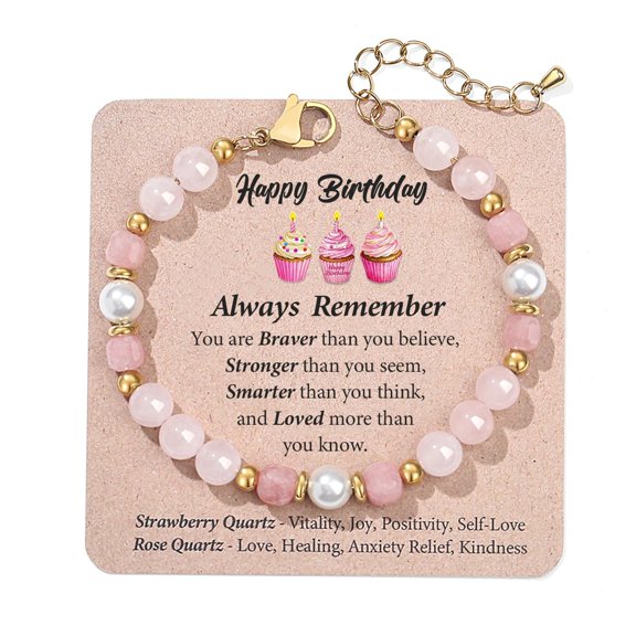 Handmade Adjustable Natural Crystal Bracelets - Trendy Gifts for Her with Positive Love Joy | Gift Box Packing for Girls, Teens & Adults