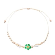 Handmade Adjustable Shell Necklace with Clay Beads, Floral Beach Jewelry present for Women Everyday Wear