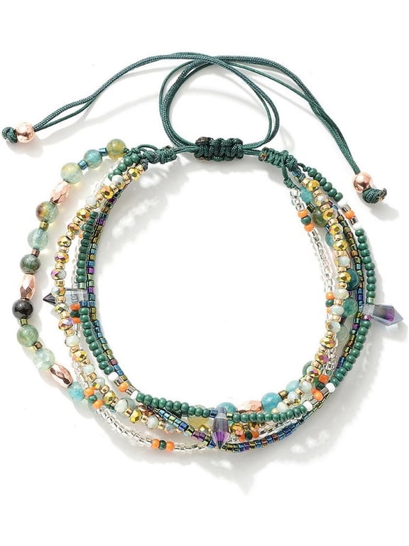 Handmade Adjustable Wrap Bracelet Bohemian String Braided Beads Anklets Gifts for Women