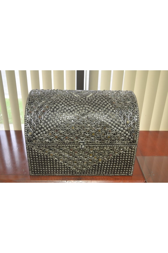 Handmade Agate Gemstone Cabochon Decorated Dome Chest Box 20"