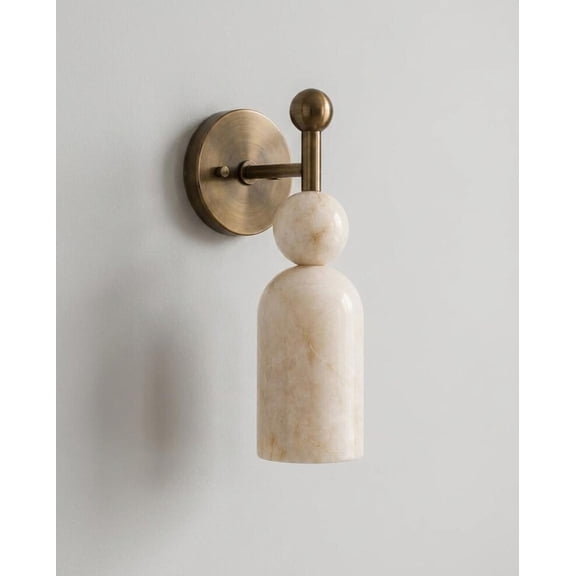 Handmade Alabaster Marble Sconce – Solid Brass Modern Wall Light Fixture